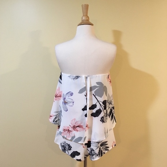 Strapless Pastel Floral Ruffle Romper - Picture 6 of 6